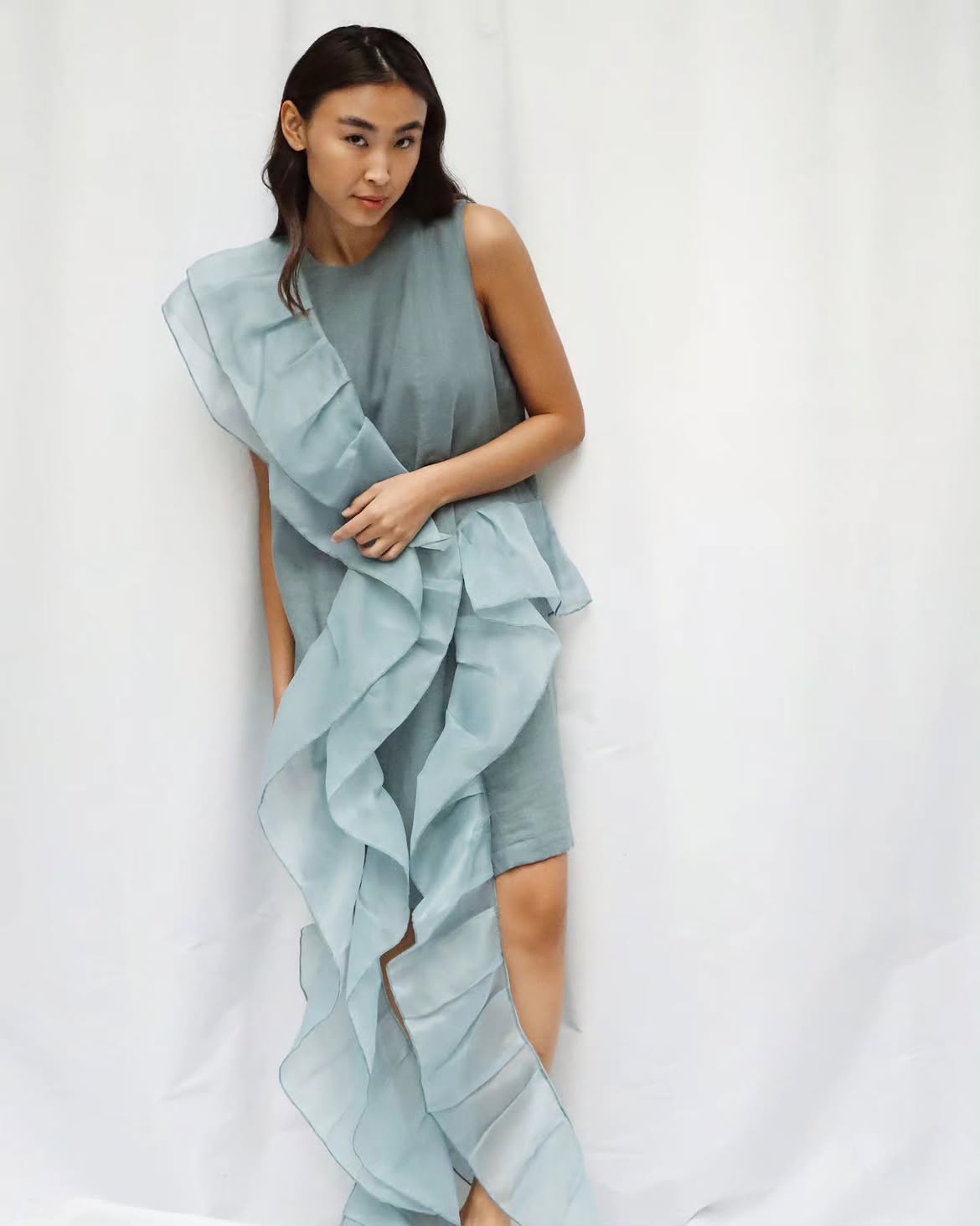 Linen Dress with Ruffles