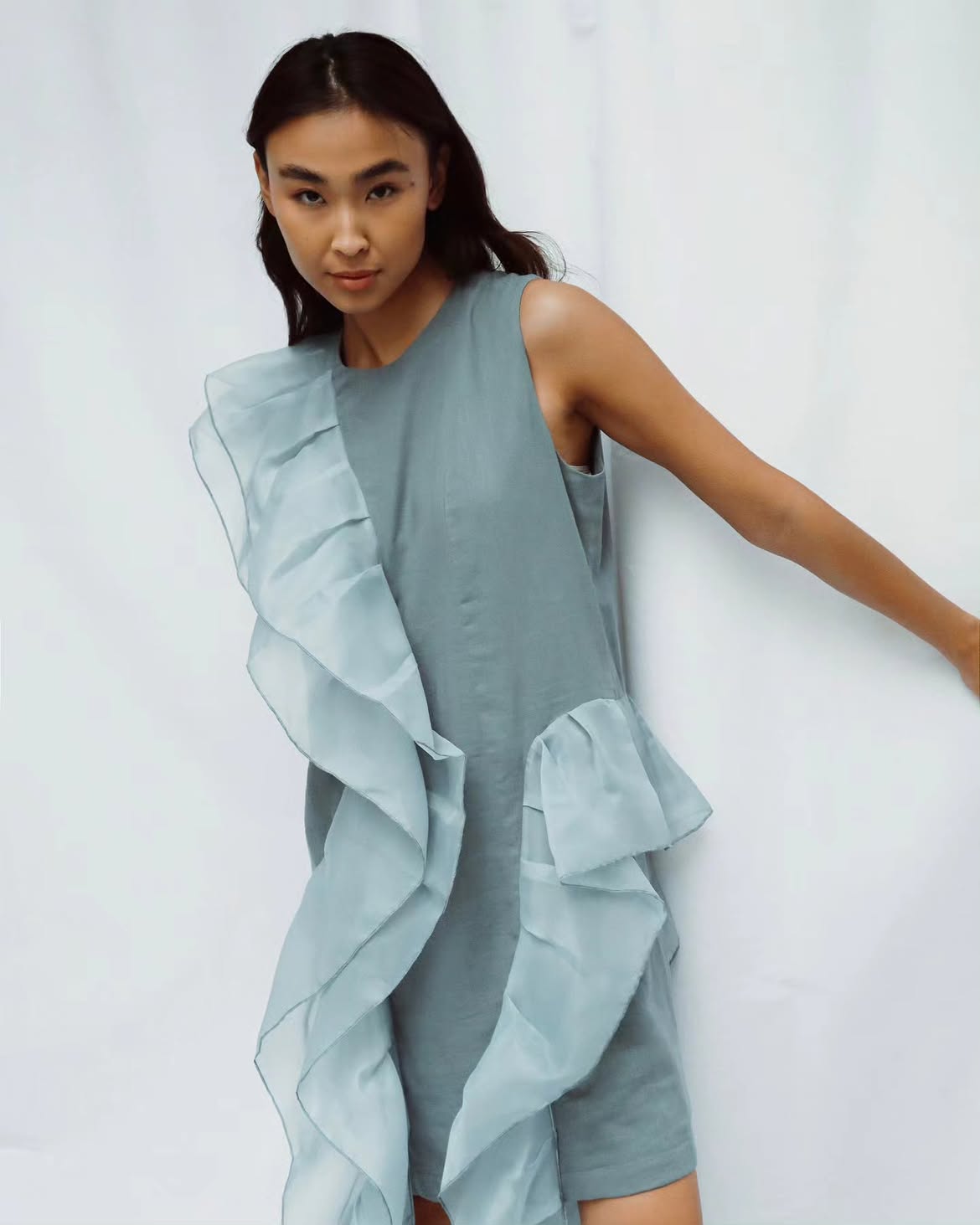 Linen Dress with Ruffles