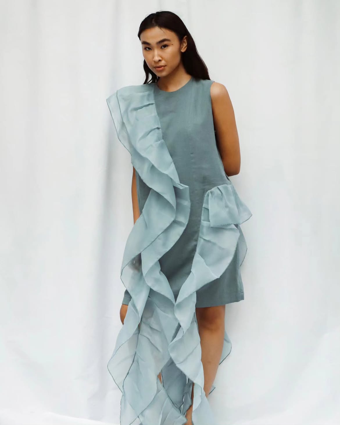 Linen Dress with Ruffles