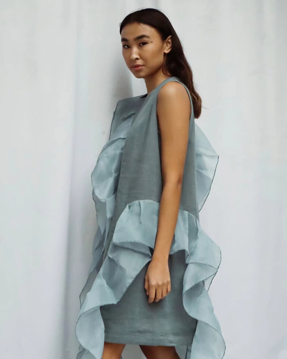 Linen Dress with Ruffles
