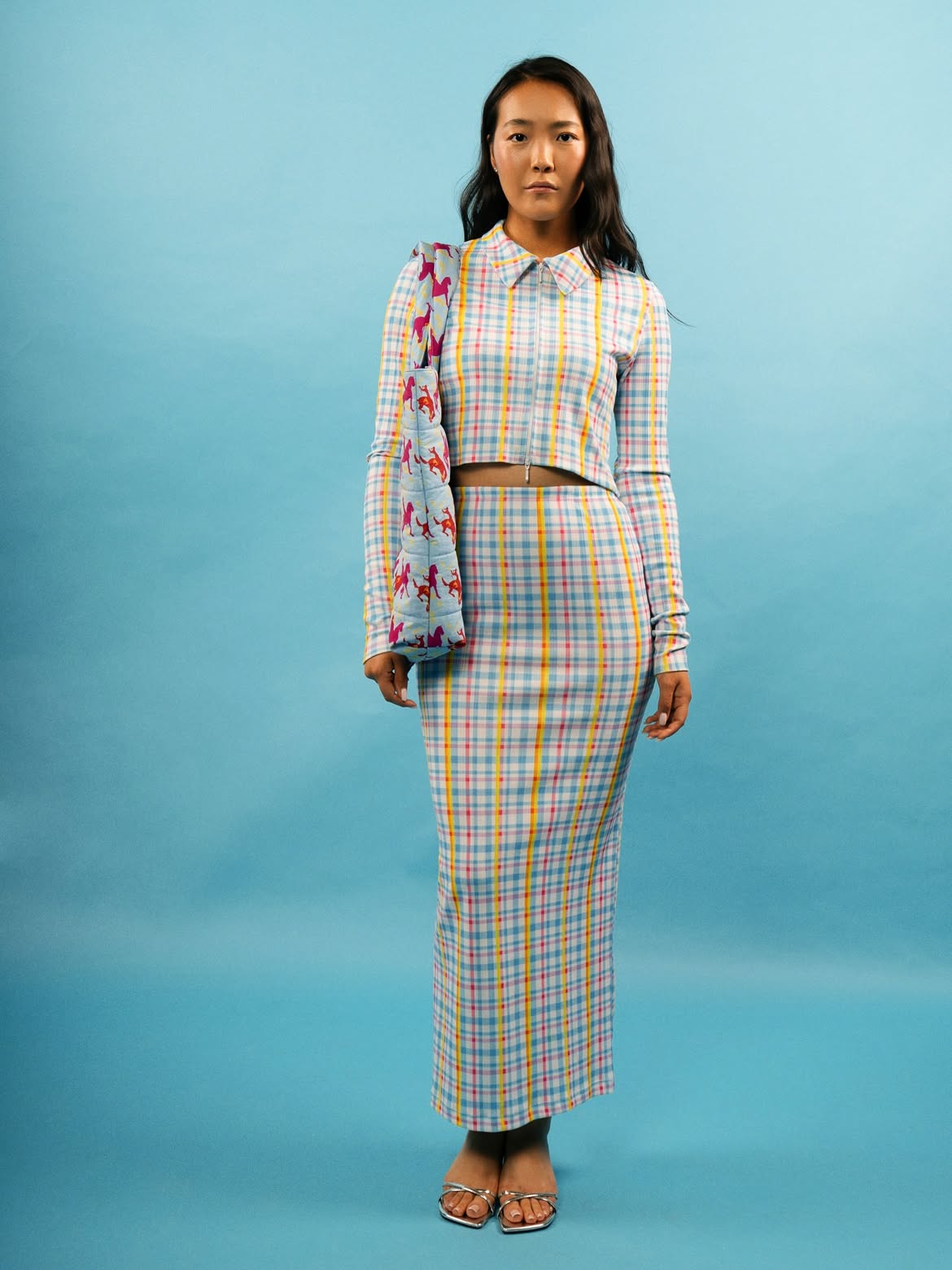 Graphic Plaid Knit Dress
