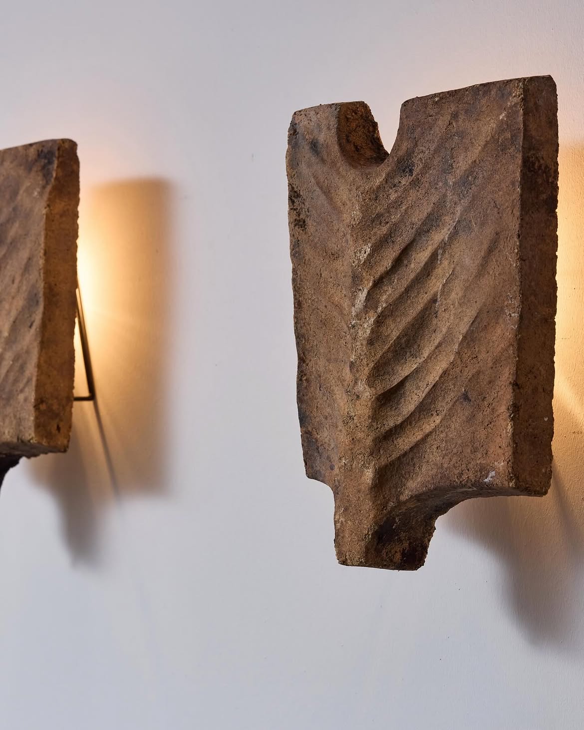 Pair of Ceramic Palme Wall Lamps