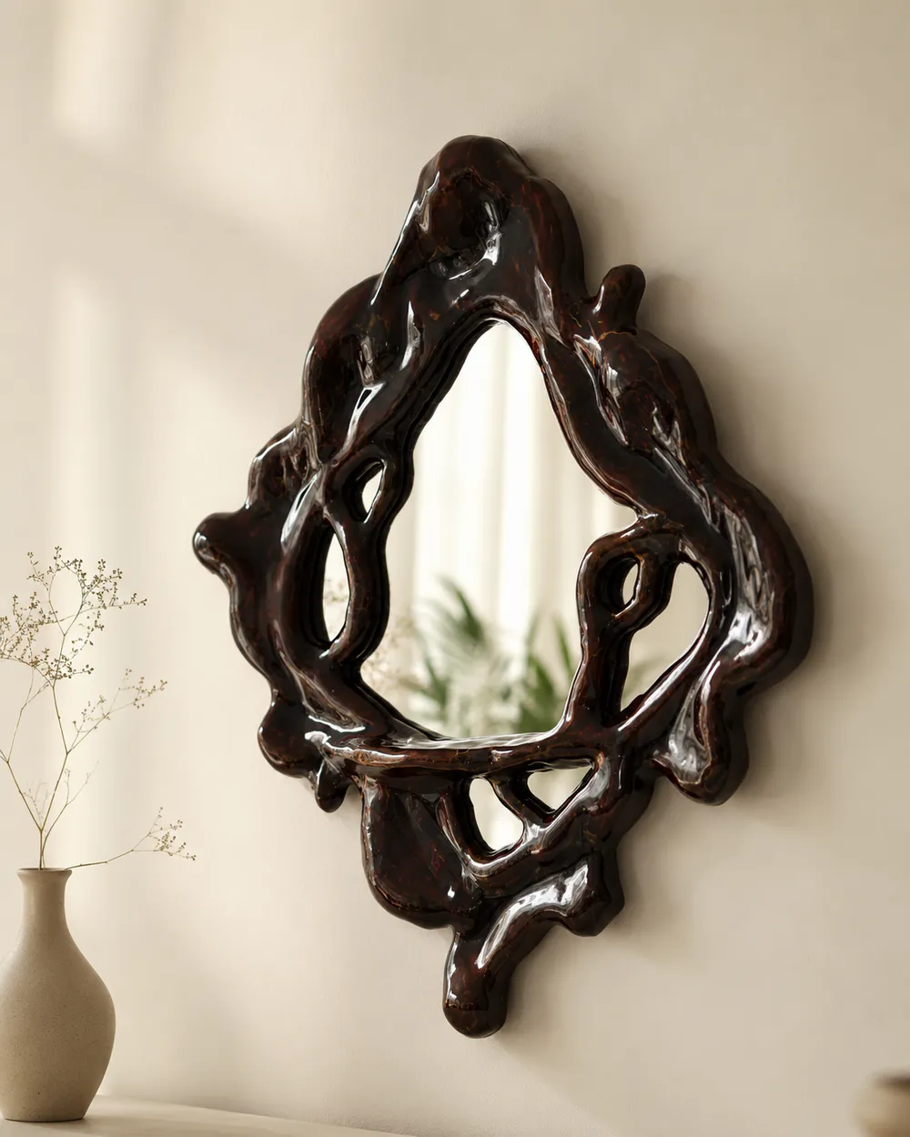 "Liquid Amber" Organic Sculptural Mirror