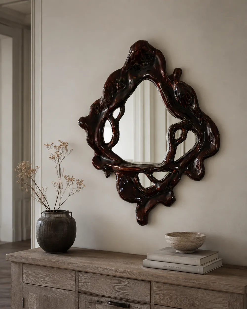 "Liquid Amber" Organic Sculptural Mirror
