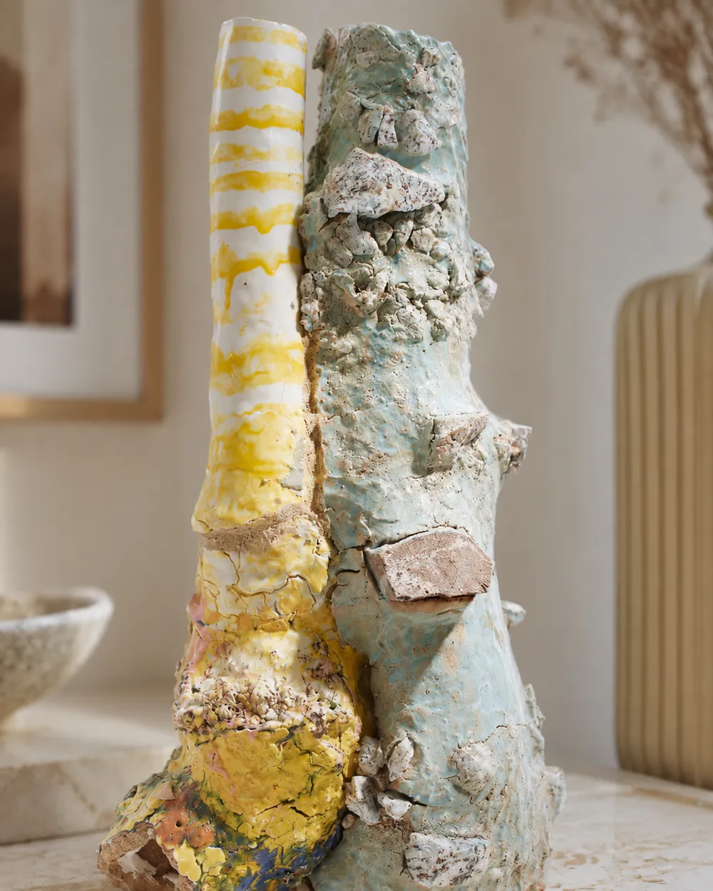 "Recycled Strata" Abstract Ceramic Sculpture