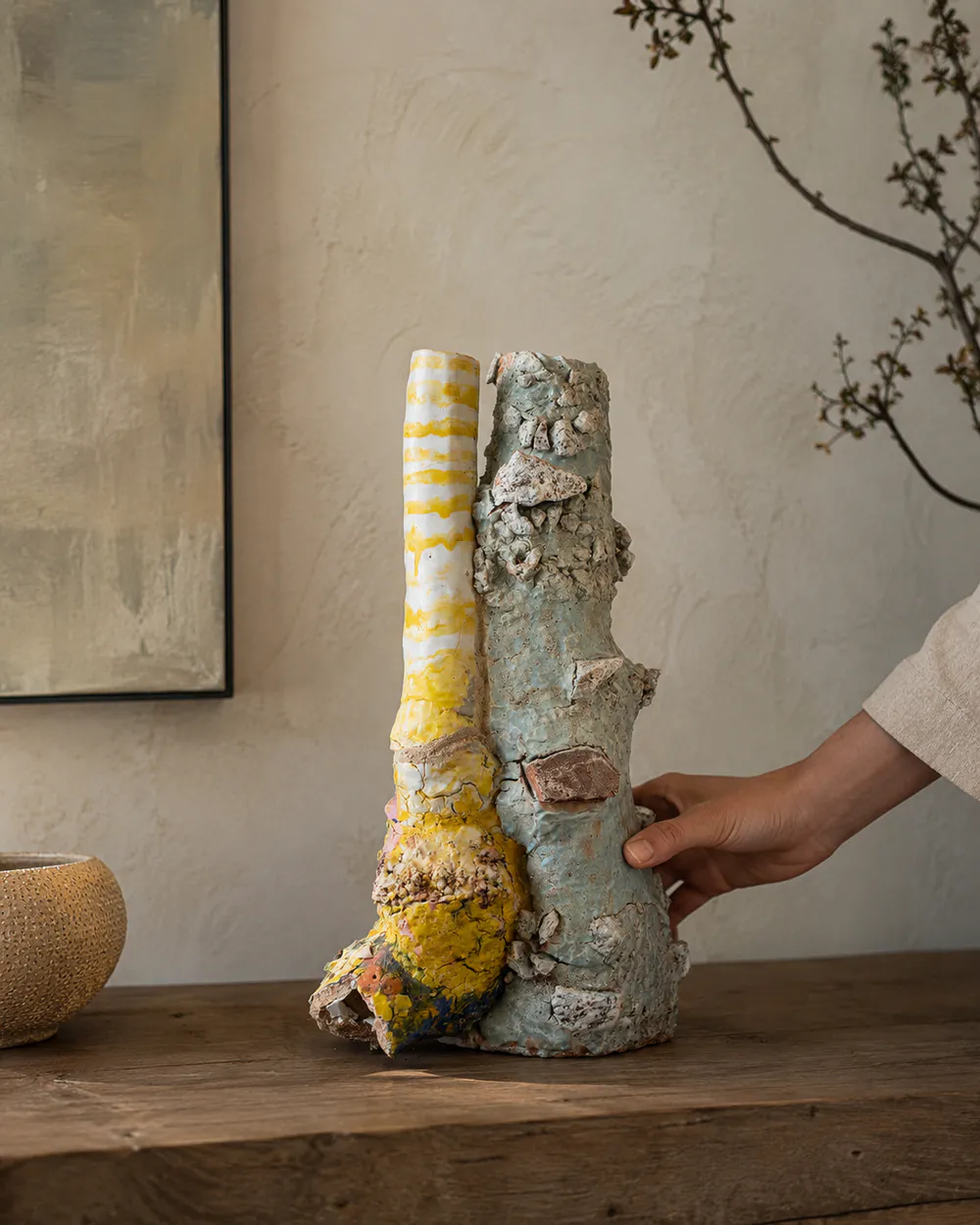 "Recycled Strata" Abstract Ceramic Sculpture